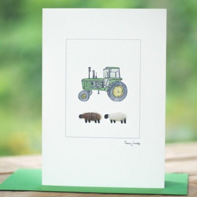 Sheep and John Deere tractor card Sheep and John Deere tractor card