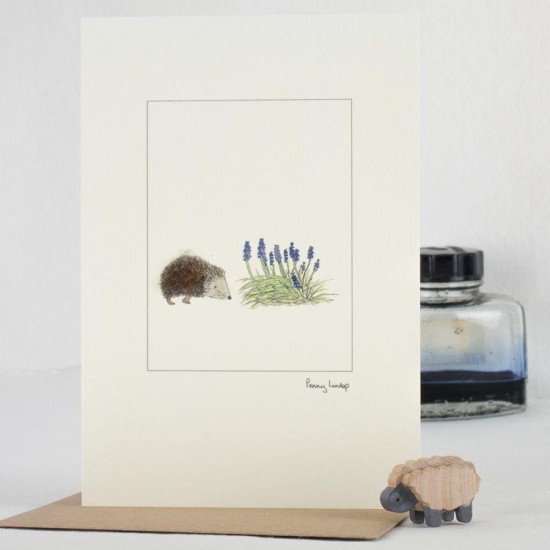 Hedgehog and flowers card