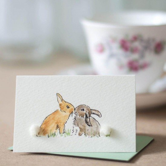 Mini Rabbits kissing card