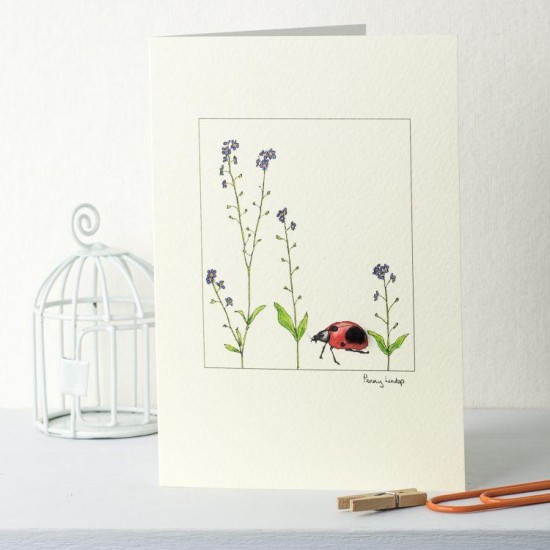 Ladybird and forget me nots card
