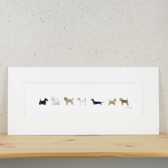 Long Row Of 7 Little Dogs print
