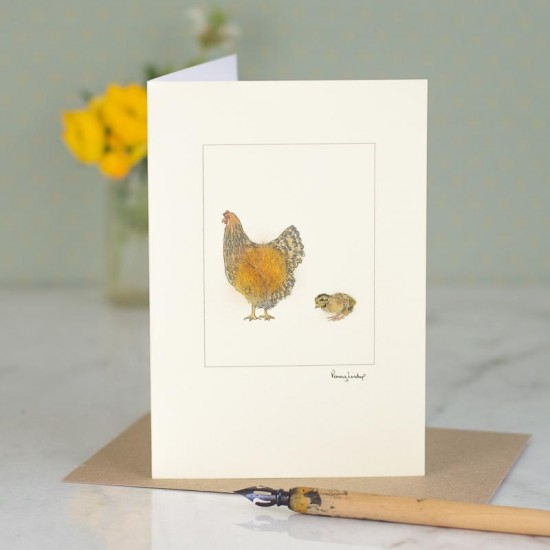 Gold laced wyandotte & chick card