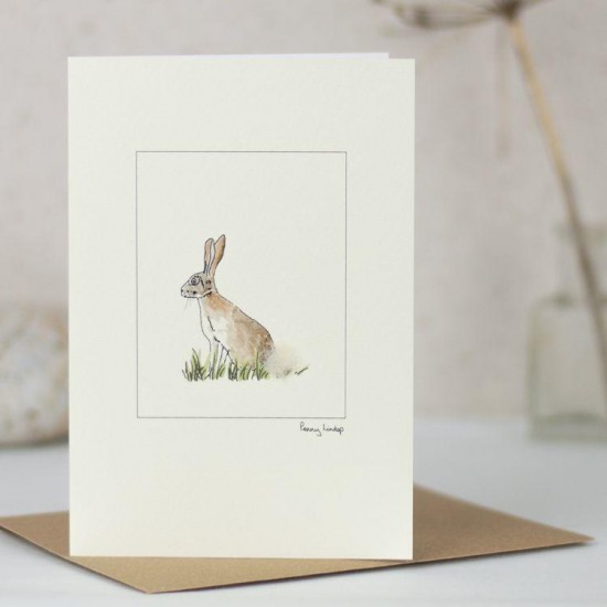 Hare in the grass card