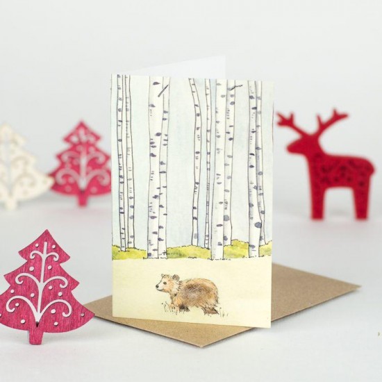 Mini Bear and Winter trees card