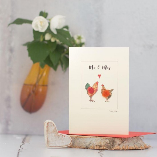 Cockerel and hen Mr and Mrs card Cockerel and hen Mr and Mrs card