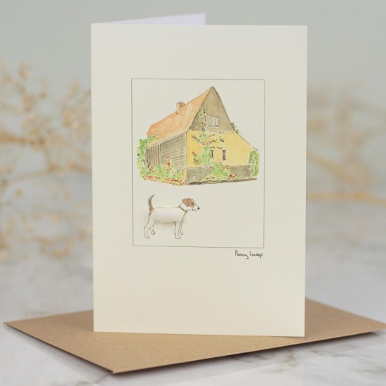 Jack Russell by barn card