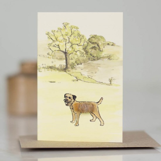 Mini Border Terrier in parkland card