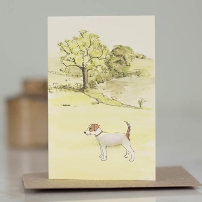 Mini Jack Russell in parkland card Mini Jack Russell in parkland card