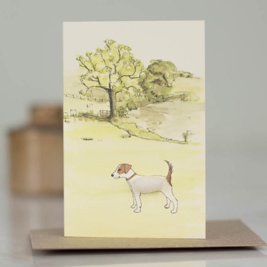 Mini Jack Russell in parkland card