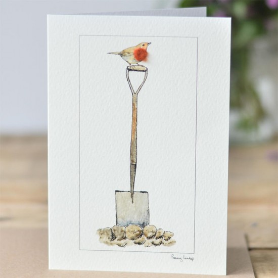 Robin on a spade card