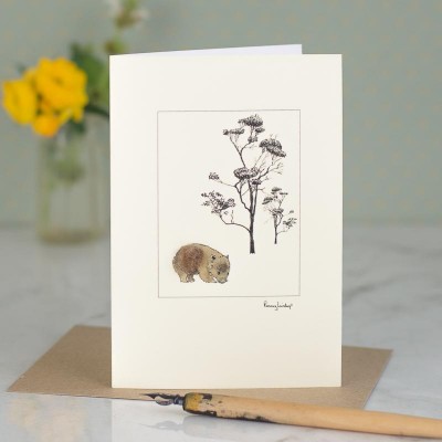 Wombat by tree card Wombat by tree card
