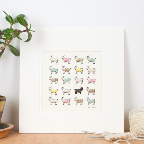 Pastel Cashmere goats print