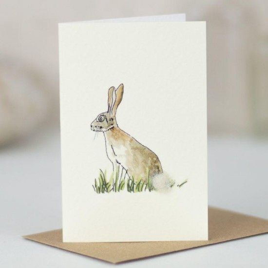 Mini Hare in grass card