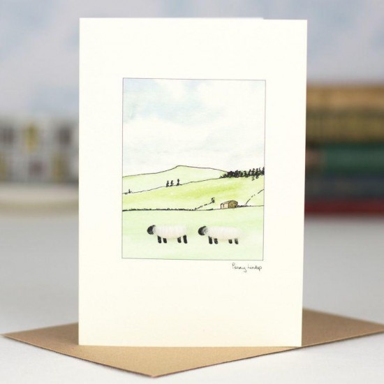 Sheep in landscape card