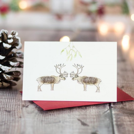 Mini Reindeer and mistletoe card