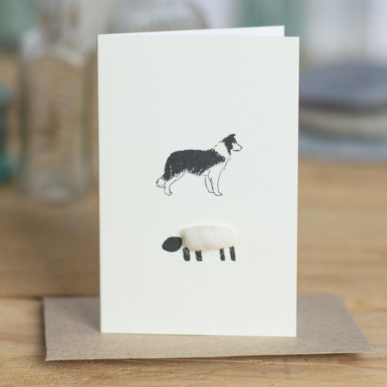 Mini Sheep and collie card