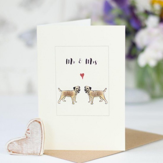 Border terrier Mr and Mrs card
