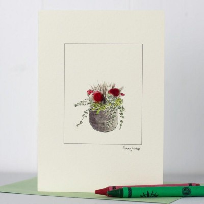Flowers red in a pot card Flowers red in a pot card