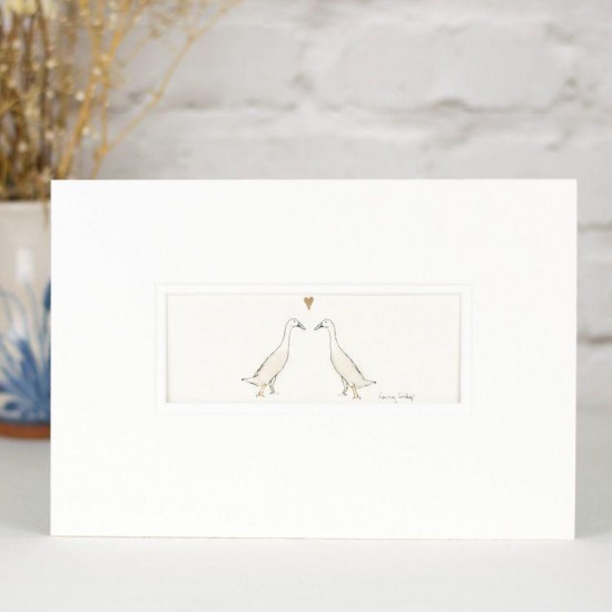 Indian Runner ducks in love print