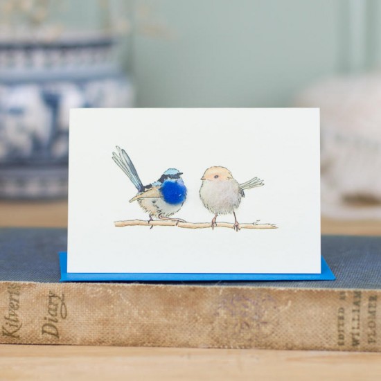 Mini Bird Blue wren card
