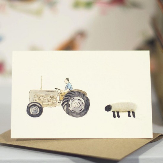 Mini Sheep and Fergie tractor card