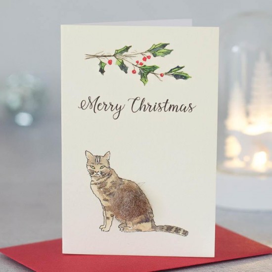 Mini Cat and festive branch card