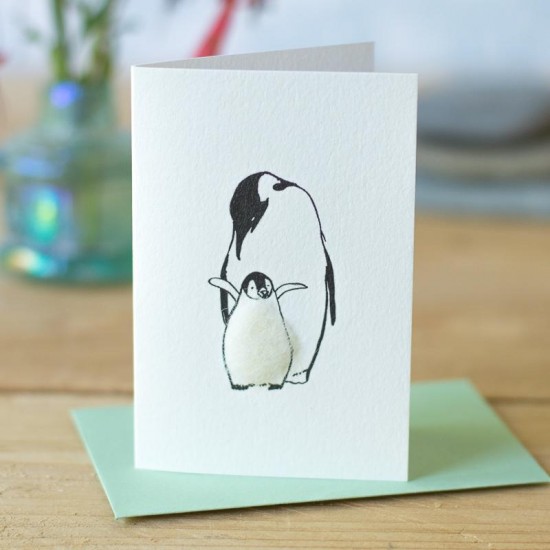 Mini Penguin Mother and chick card
