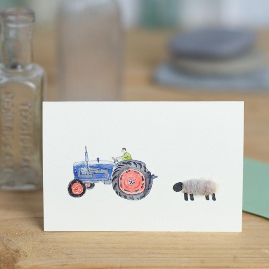 Mini Sheep and Ford tractor card
