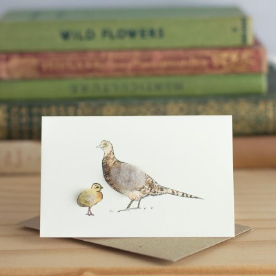 Mini Pheasant and chick card