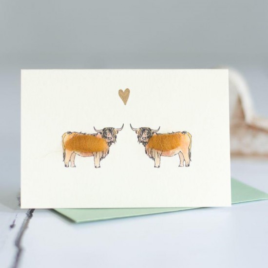Mini Cow Highland in love card