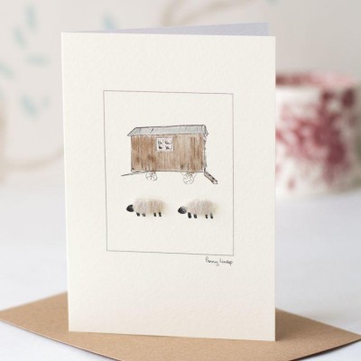 Sheep and Shepherd's hut card Sheep and Shepherd's hut card