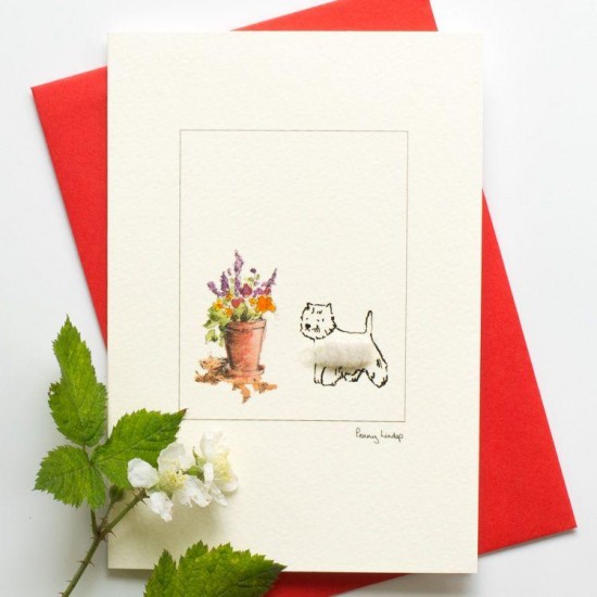 Westie and flowers card