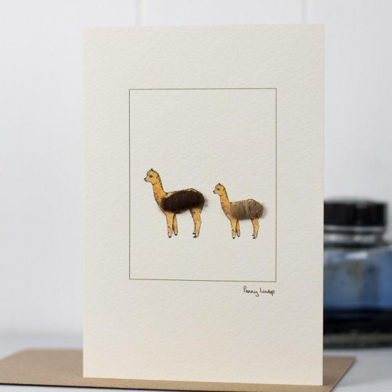 Alpaca Card - Mother and young alpaca