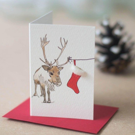 Mini Reindeer and stocking card