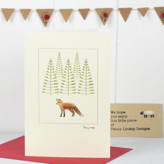 Fox and Trees Christmas card