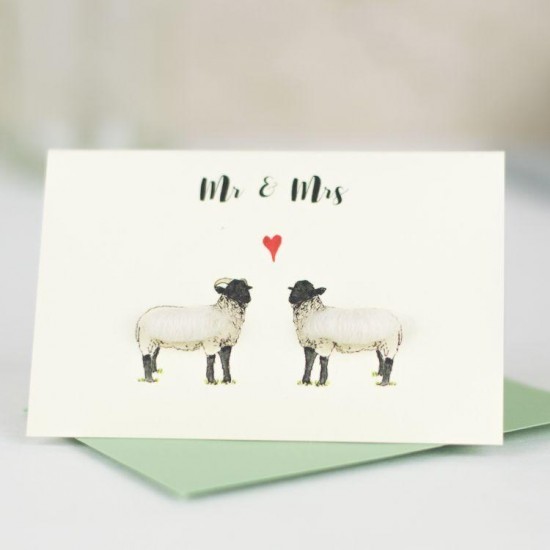 Mini Sheep Norfolk Horn Mr & Mrs card