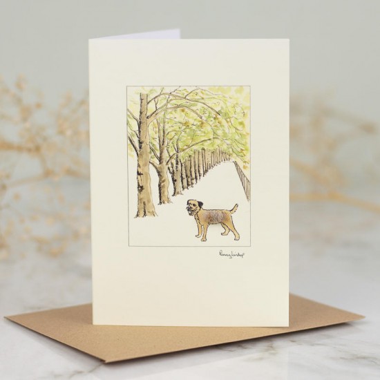 Border terrier in the avenue card