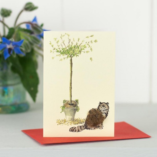 Mini Cat tabby and tree card