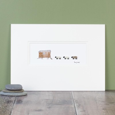 Sheep and Shepherd's hut print