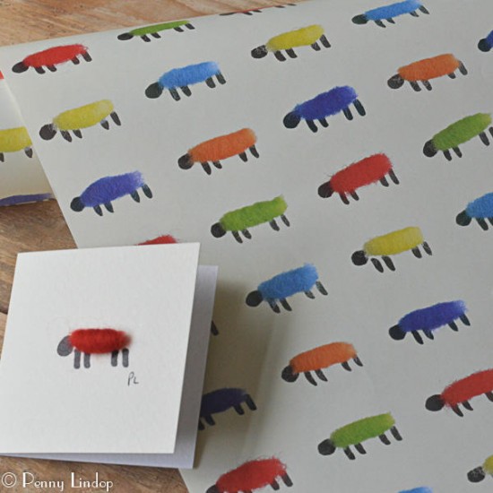 Gift wrap Sheep - bright colours