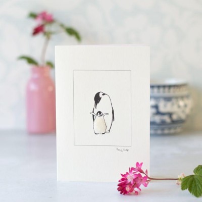 Penguin Mother and chick card Penguin Mother and chick card