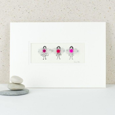 3 pink coloured Fairies print 3 pink coloured Fairies print