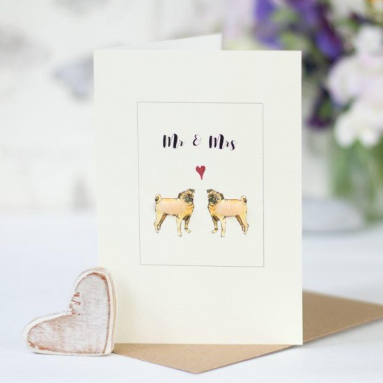 Pugs Mr & Mrs card