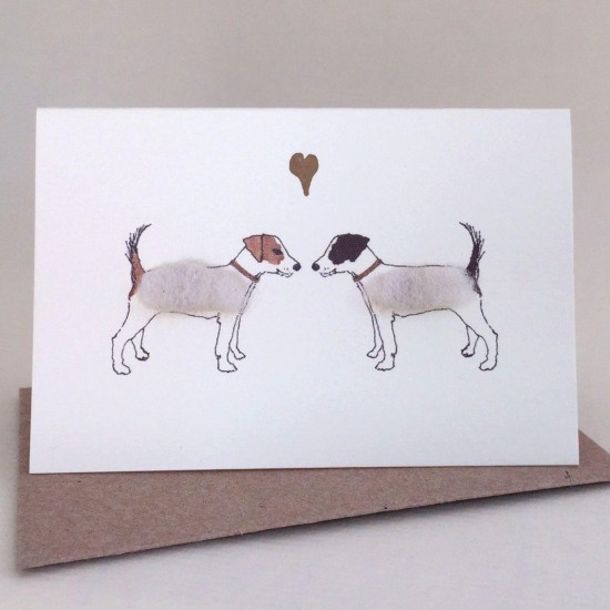 Mini Jack Russells in love card