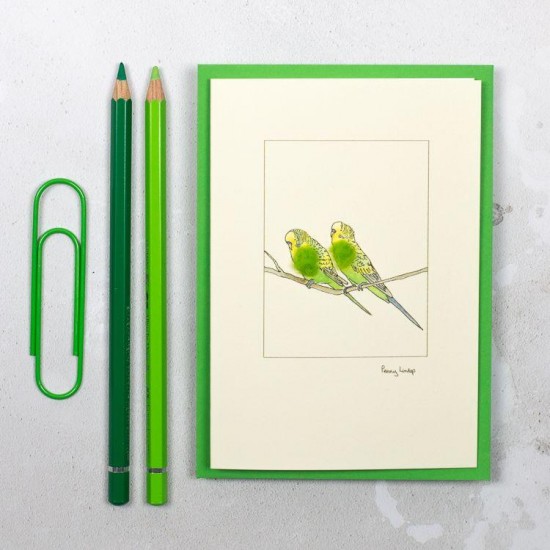 Budgies card - green