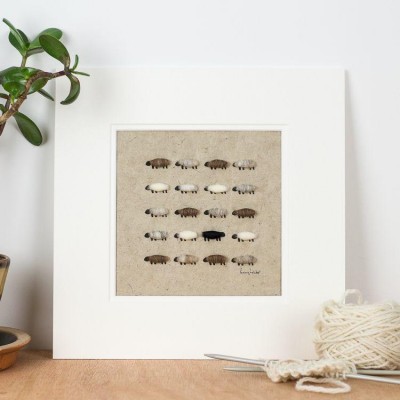 Flock of 20 natural sheep print