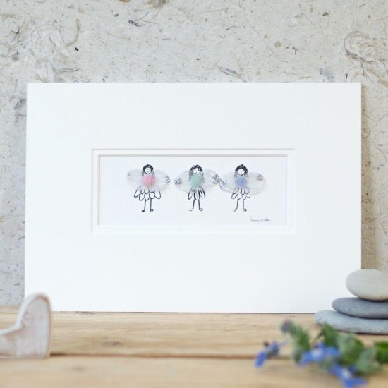 3 pastel coloured Fairies print