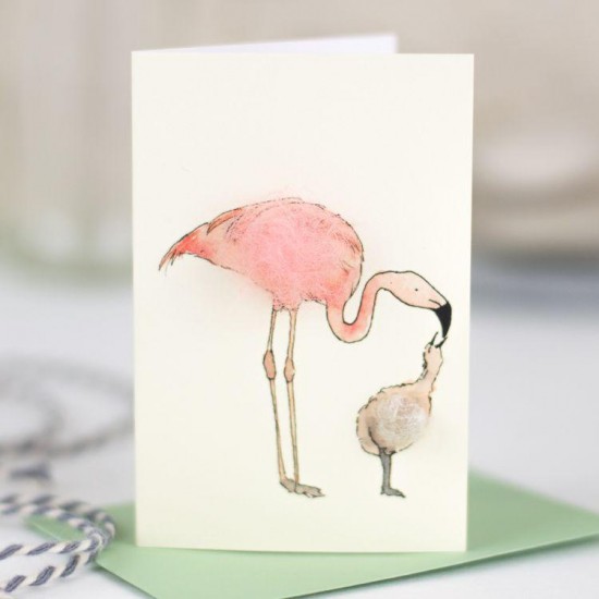 Mini Flamingo and Chick card