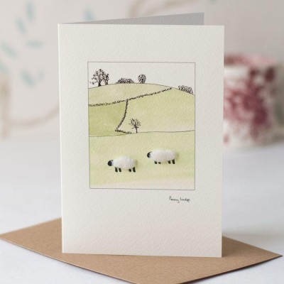 Sheep in fields card Sheep in fields card