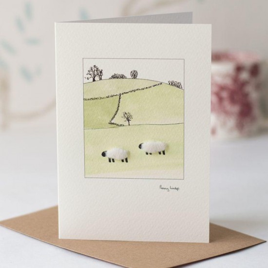 Sheep in fields card